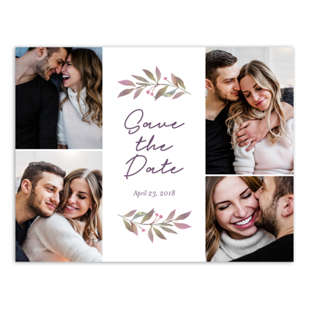 Greenery Wedding Save the Date Postcard, Purple save the date cards, how to choose the perfect wedding date
