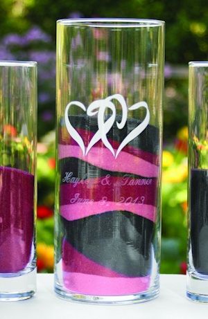 Personalized Linked Hearts Sand Ceremony Vase a vessel with layers of coloured sand for a sand blending ceremony with the celebrant angel in aberdeen
