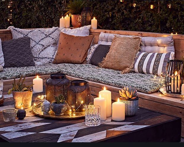outdoor-seating-use make your wedding ceremony fun with lots of boho style seating in Aberdeen with the Celebrant angel