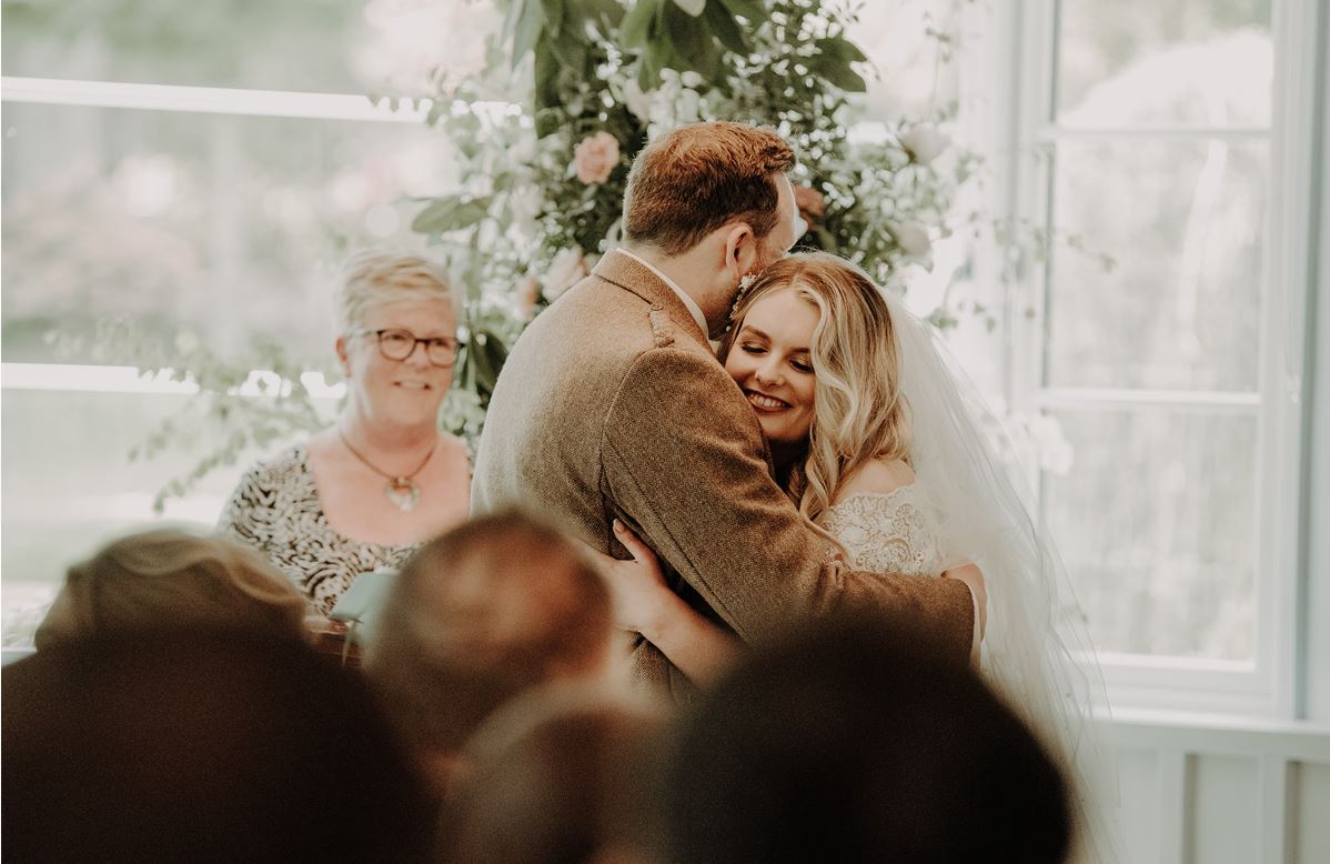 happy couple wedding ceremony with the celebrant angel aberdeen