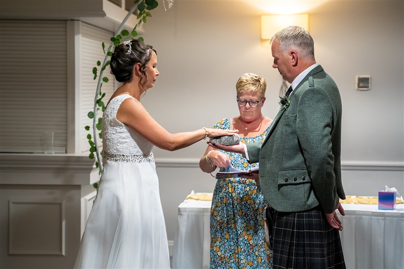 Kerry & Steven oathing stone ritual with the celebrant angel aberdeen