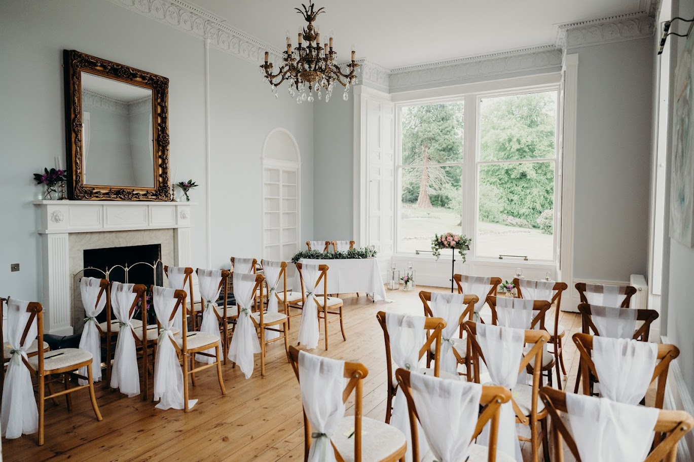 Craig & Helen8 manar house wedding venue aberdeenshire, ceremony room with mary gibson the celebrant angel aberdeen
