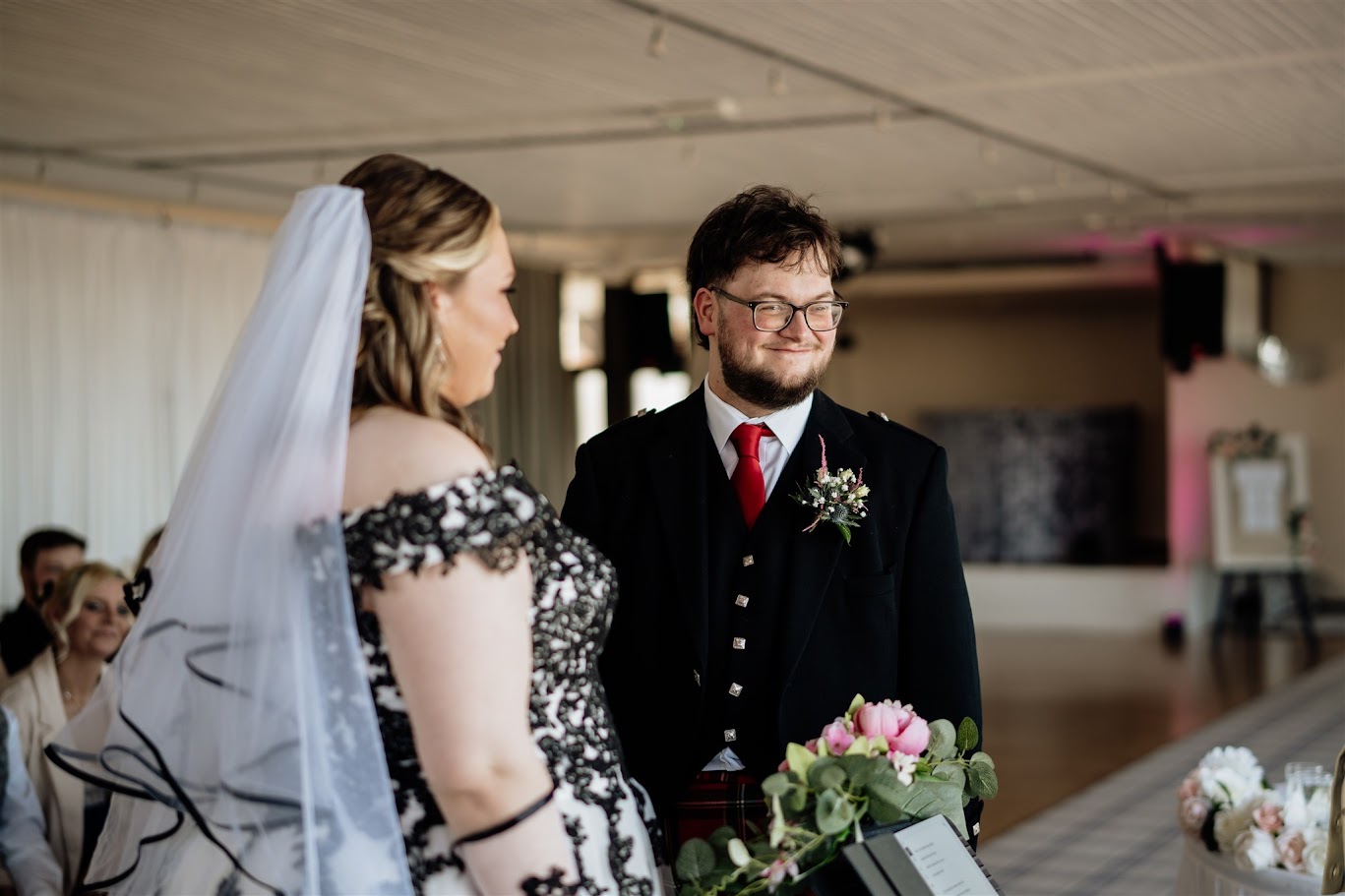 Kim and Daniel's wedding at the Beach ballroom in aberdeen with Mary gibson the celebrant angel aberdee