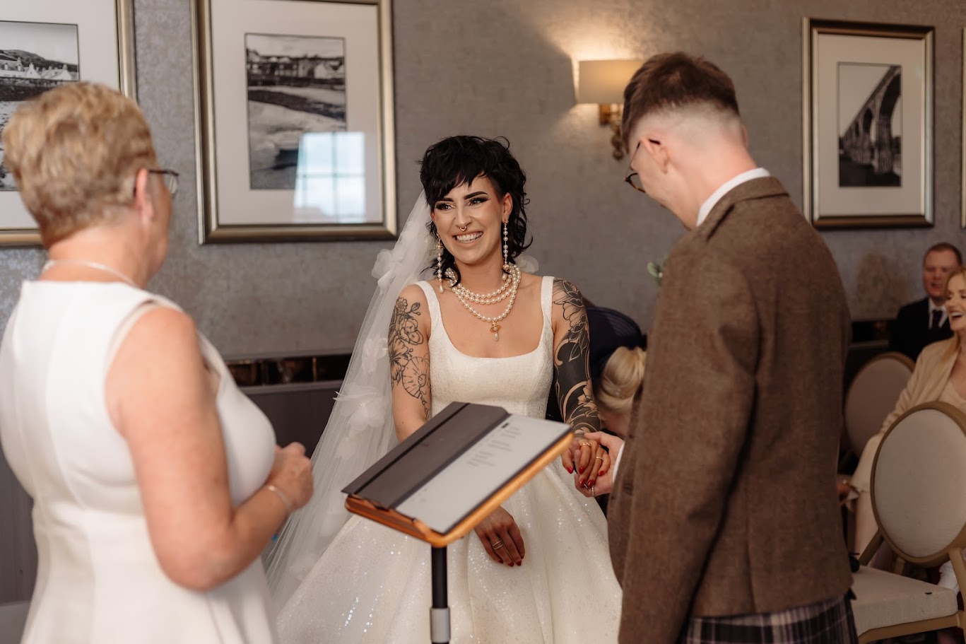 Melissa and Iain's wedding at The Seafield Arms, Cullen with mary gibson the celebrant angel aberdeen
