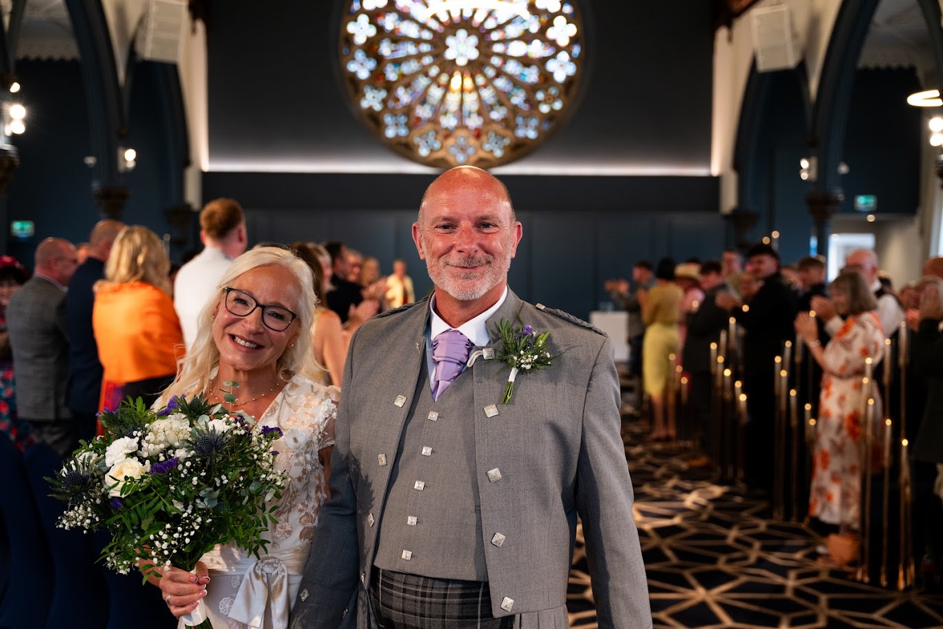 Evelyn and Allan's wedding at Union Kirk Aberdeen with Mary Gibson the celebrant angel aberdeen