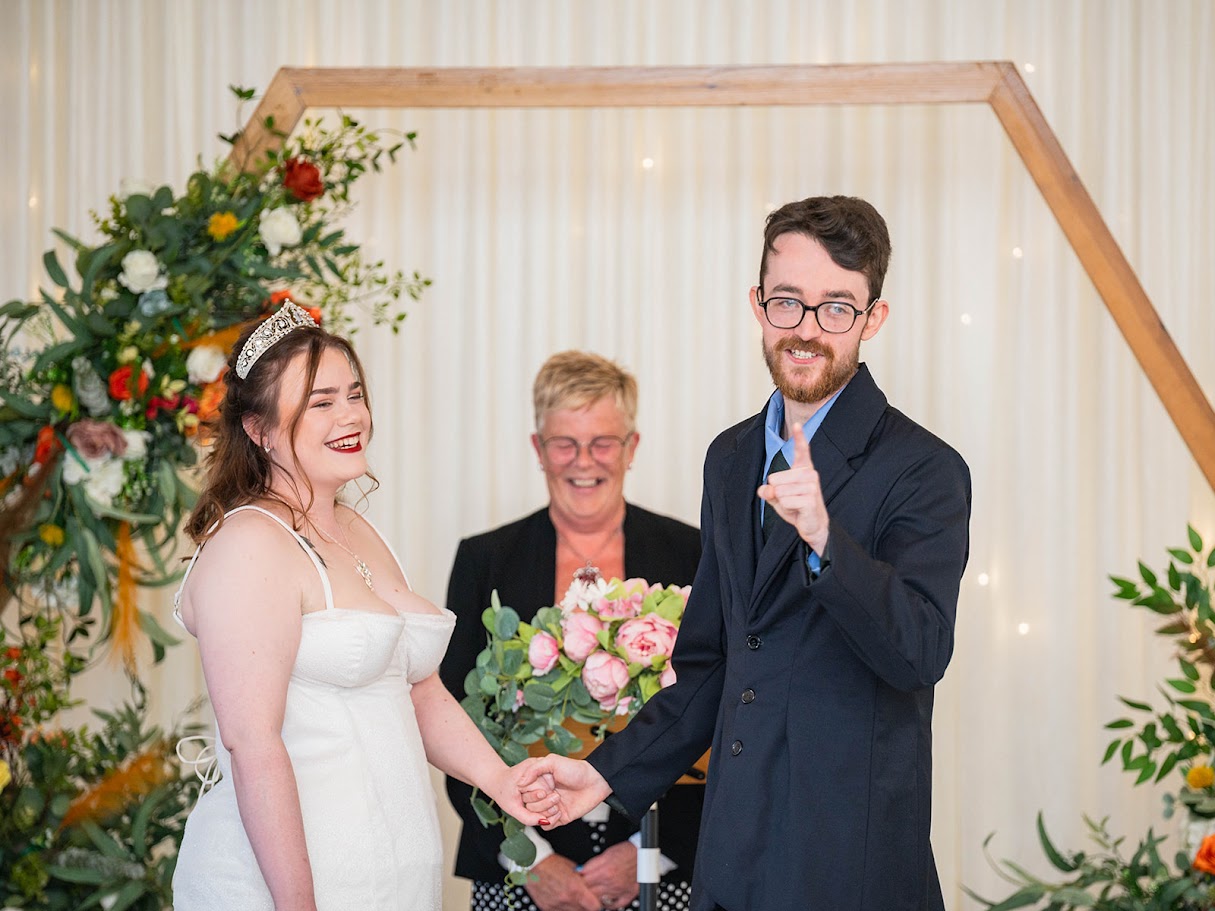 Ruairidh and Tamara's wedding with mary gibson the celebrant angel aberdeen